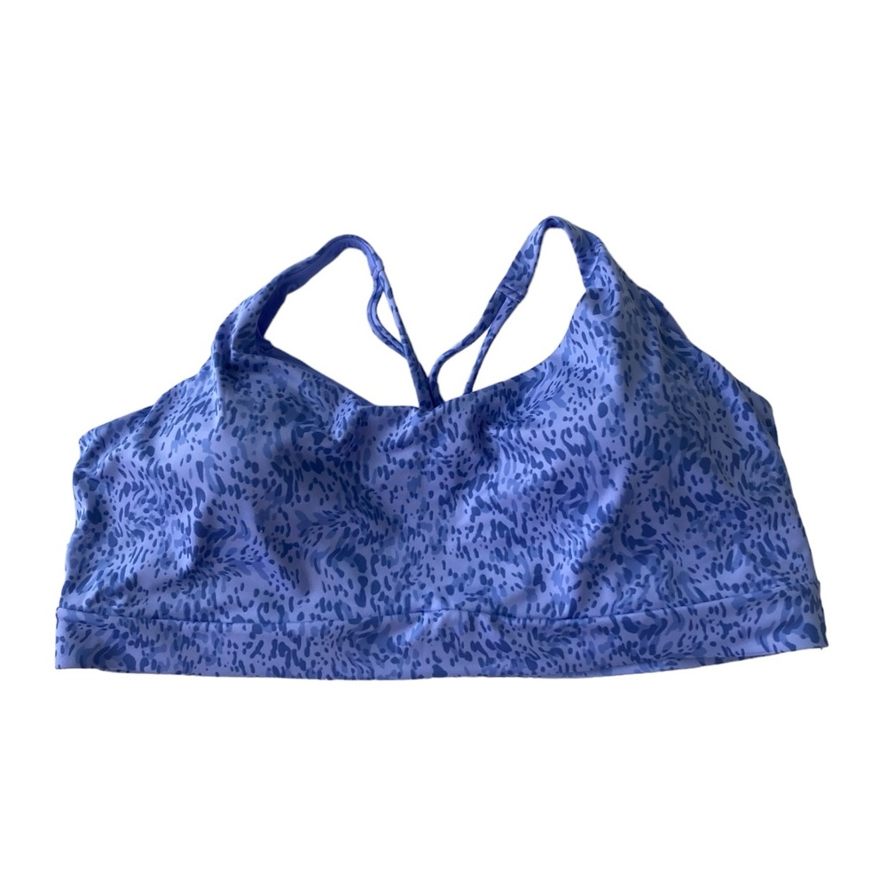 ATHLETA Women's Plus Sports Bra size 3X Blue Animal Print Criss Cross Back